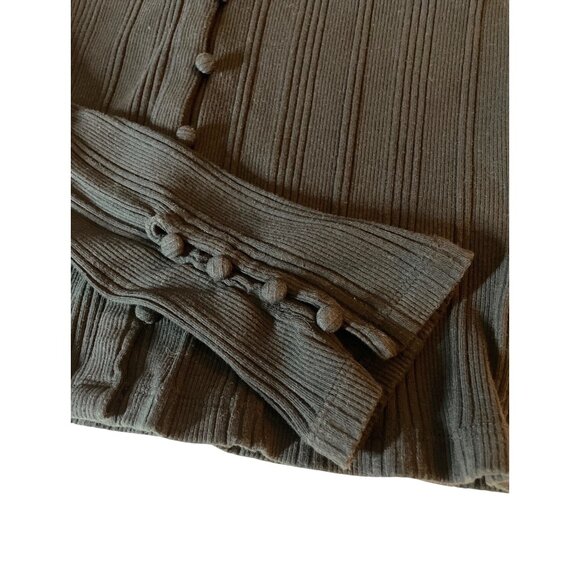 by Anthropologie Button Front Ribbed Long Sleeve Crop Top Black Women's Size M - Picture 4 of 7